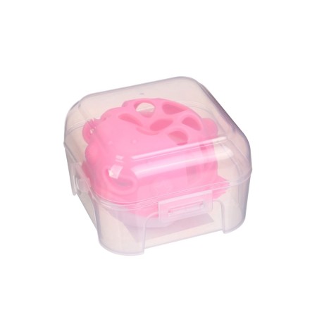 Silicone teether for teeth with a rattle "fish", in the case, pink color, crumb I-9