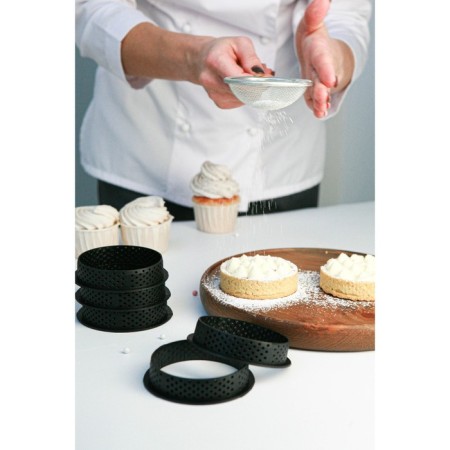 A set of perforated forms for baking shares, internal d = 8 cm, 6 pcs, black color-6