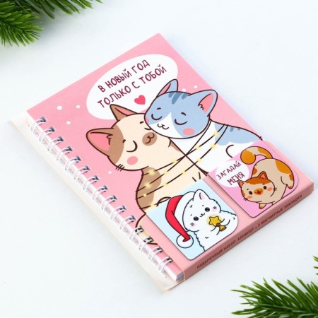 Gift New Year's set: a notebook on a spiral A6, 60 sheets and magnetic bookmarks 2 pcs. "On the New Year only with you"-9