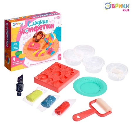 Set for playing with plasticine "Sweet sweets", 4 jars with plasticine
