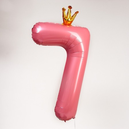 Foil ball 40 "Figure 7 with the crown", the color is pink-1