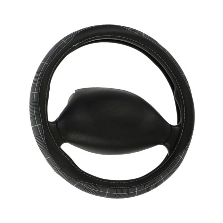 Braid on the steering wheel Nova Bright eco -leather, black, gray inserts, white line, m