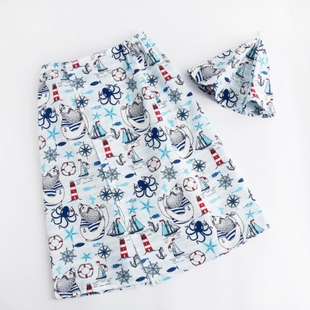 Set for the sauna Ethel "Captain" Kilt 75*144 cm + hat, waffle 200g/m2, 100% HL-3