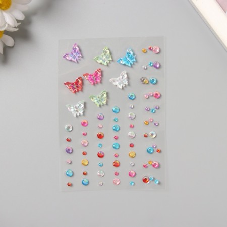 Stick plastic rhinestones "Flight of butterflies" Color 11x7.8 cm mix-1