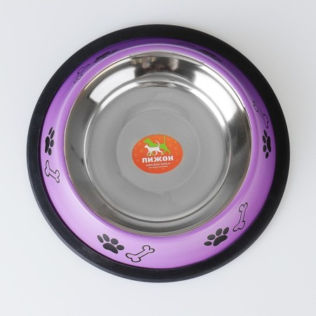 A bowl with a non -slip base color with a print, 475 ml, purple-2