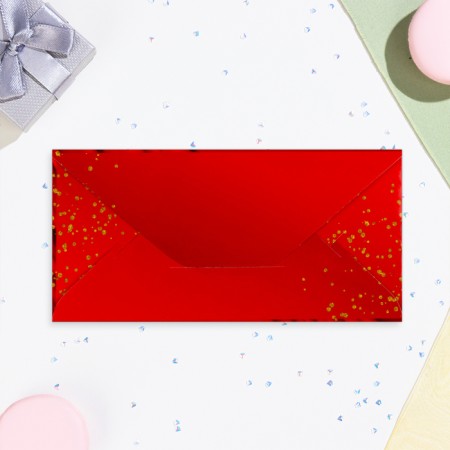 Money envelope "Happy Birthday!" glitter, red background, 8.1x16.4 cm-2