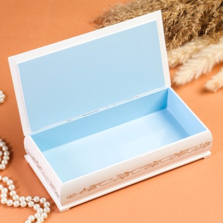 Casket "Peonies", white, 11 × 22 cm, lacquer miniature-1