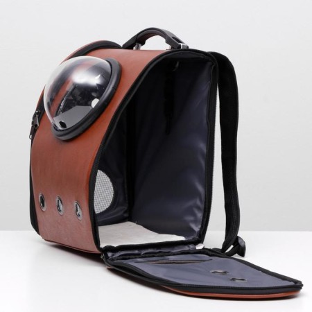 Backpack for carrying animals "Eleans", with a viewing window, 32 x 18 x 37 cm, brown-5