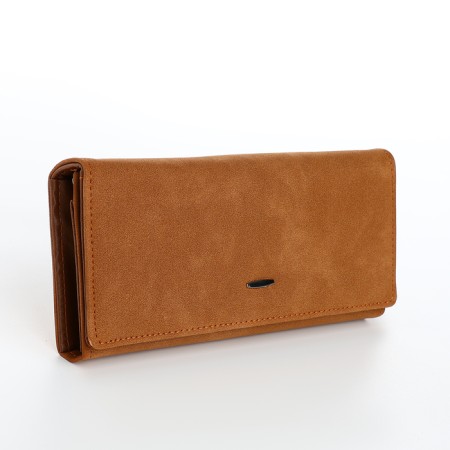 Women's wallet on the button, brown color