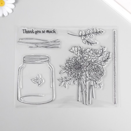 Stamp for creativity "Bank with flowers" 17x21.5x0.3 cm