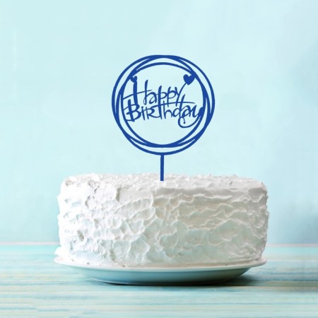 Topper "Happy Birthday", circle, blue color-2
