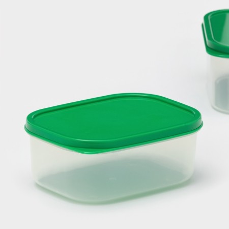 A set of food rectangular lobggling containers, 3 pcs: 150 ml, 500 ml, 1.2 l, green color-1