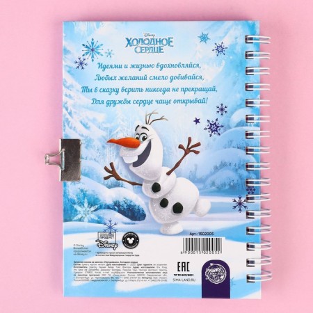 Gift set: Notebook on a lock, stickers and pen - fluffy, cold heart-9
