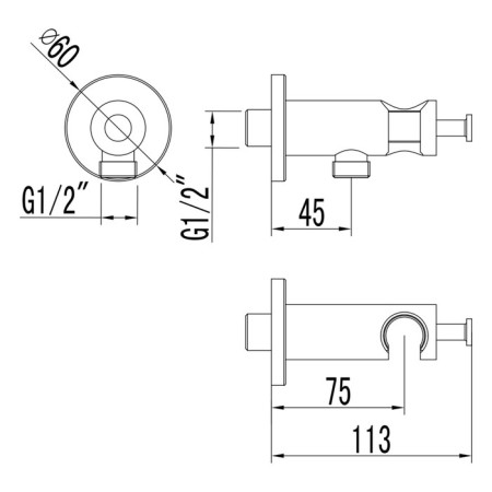 Shower hose connection Lemark LM4885C, 60 x 69 mm, chrome-1