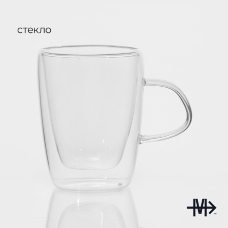Glass mug with double walls Magistro "Duo", 280 ml-1