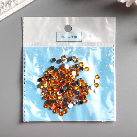 Decor for creativity plastic "Rhinestones Round. Bright yellow" (set of 200 pcs) 0.5x0.5 cm-3