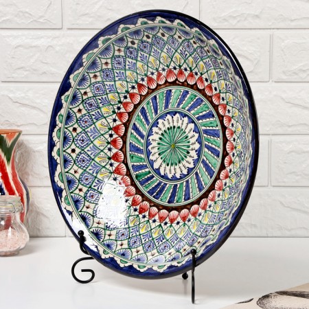 Largan Rishtan ceramics "Patterns", 33 cm, blue, deep-2