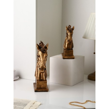 Set of figures "Horse head", polystone, 41 cm, 2 pcs, color gold-1