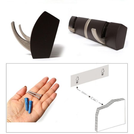 Horizontal Flip wall hanger, 3 hooks, white-3