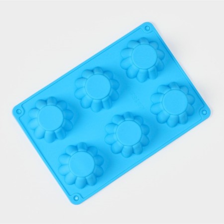 The form for baking the share "Sweets. RIB circle ”, silicone, 25.5 × 17.5 × 3 cm, 6 cells (D = 7 cm), blue color-1