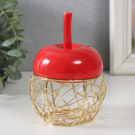 Coramics box, metal "Apple" red 8.5x8.5x12 cm-1