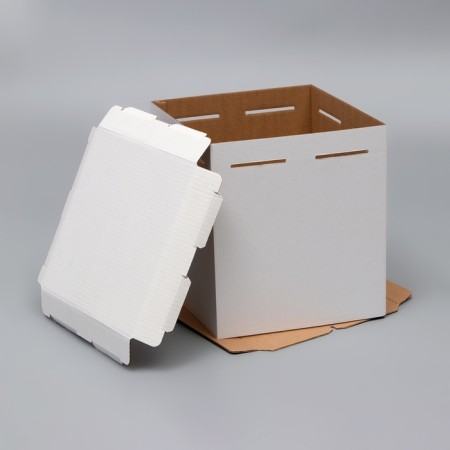 Box for a cake, without a window, white, 26 x 26 x 30 cm-2