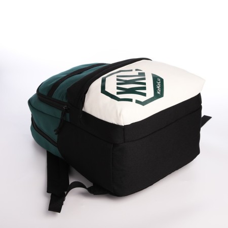 Young backpack from a lightning textile, 3 pockets, a bag, a suitcase holder, black/green color-6