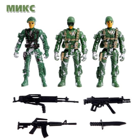 A set of soldiers "fighters", 3 pcs., With accessories, mix-5