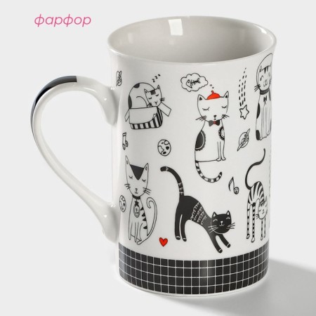 Porcelain share mug "Foast weekdays", 300 ml, white color-1