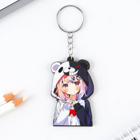Key keychain wooden anime "black and white"-1
