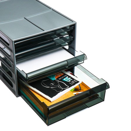 File-cabinet 4-sectoral Istanm, gray case, black trays-6