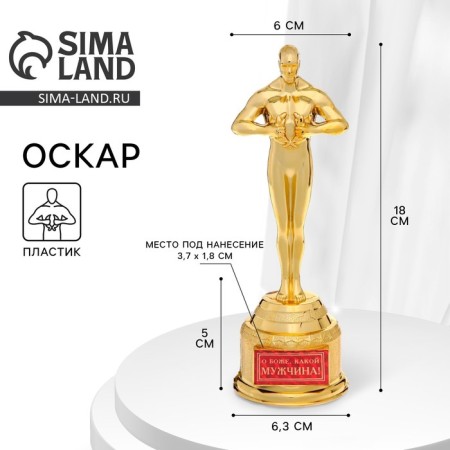Men's reward figure “About God, what a man”, Oscar, plastic, 18.5 x 6.3 cm.