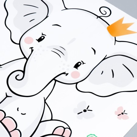 Sticker Plastic Interior Color "Elephant in the Crown on the Rainbow" 39x49 cm-2