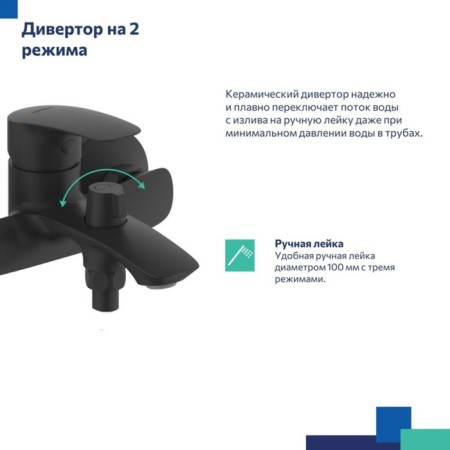 MILARDO RORA RORBL00M02 bath mixer, 51 mm pouring, black matte-7