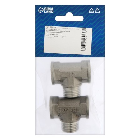 The tee of Zein, 1/2 ", internal/outer/internal thread, stainless steel, packing 2 pcs.-3
