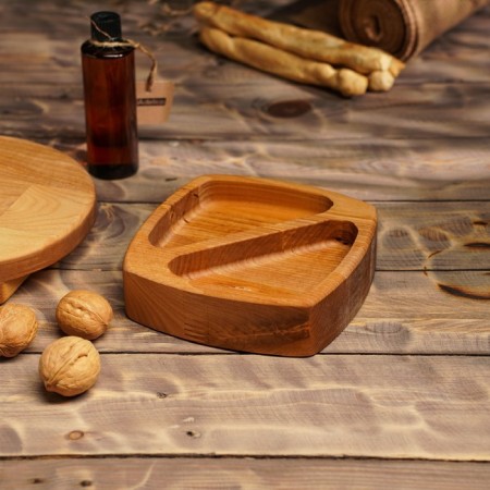 Deep Menzhitsa 2 sections + Serving board on the legs ADELICA, 15 × 15 × 4 cm, 18 × 18 × 4 cm, birch, as a gift for impregnation 100 ml-6