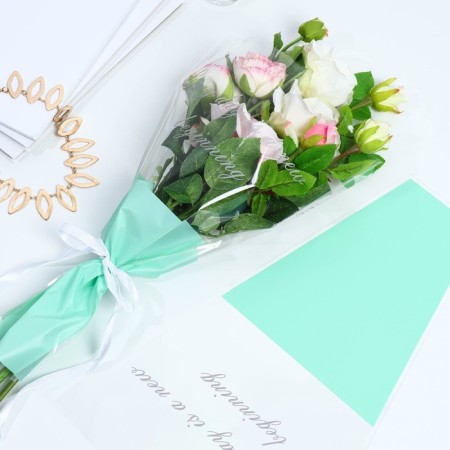 Flower package "EVERY DAY IS A New Begining", mint, 30 x 10 x 45 cm-1