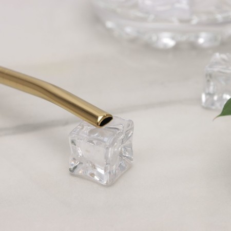 Bombilia for tea stainless steel, length 17.5 cm, gold color-2