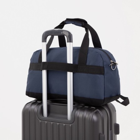 Sports bag with lightning, external pocket, suitcase holder, blue color-3