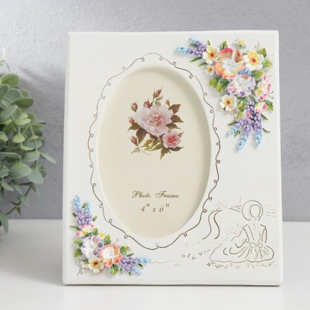 Photo frame Polystone 10x15 cm "Bouquet with lavender" 19.8x16.8 cm