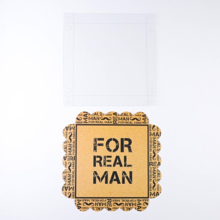 Cookie box, confectionery packaging with PVC lid, “for a real man”, 18 x 18 x 3 cm-5