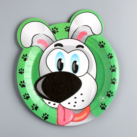Disposable plate "dog" laminated, cardboard, 23 cm-1