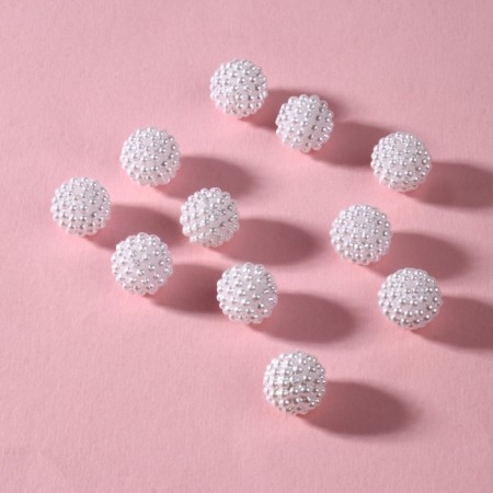 Beads sewing “blackberries”, d = 12 mm, 500 g, white color-1