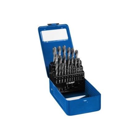 Set of drill on metal bison, p6m5, cylindrical shank, 1-13 mm, 25 pcs, class B, case 960029