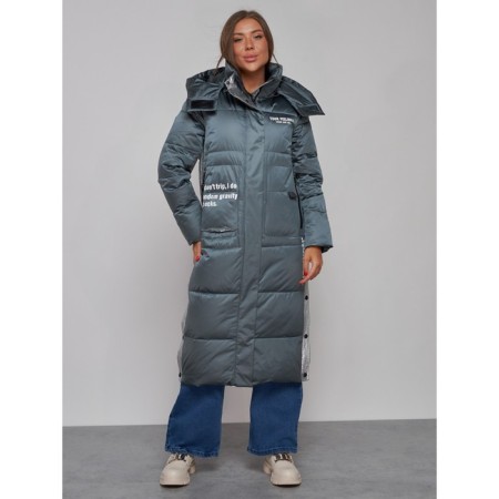 Coat insulated winter female, size 46, dark green color-6