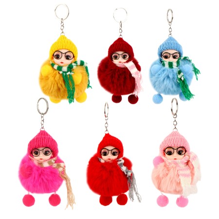 Soft toy "Winter doll" with glasses, on a key fob, 16 cm, color mix-4