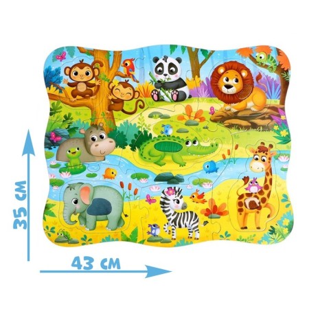 Puzzles with tactile inserts "Jungle animals", 13 details-1