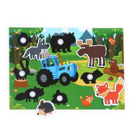 Developing toy "Fun Velcro", animals, blue tractor-4