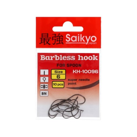 Hooks Saikyo KH-10096 Barbless BN No. 6, 10 pcs