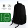 Young backpack from textiles with a zipper, 4 pockets, black/green color